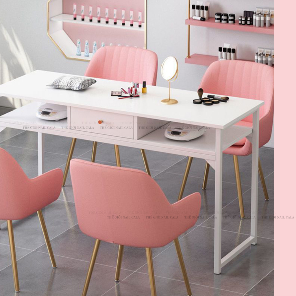 Bàn làm nail vân loang 1m, 1m2 - Bàn trang điểm - Bàn gỗ có ngăn kéo - bàn giả đá sang chảnh- k gồm ghế- hàng sẵn