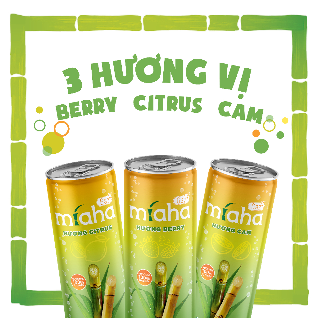 Nước mía có gaz Miaha Gaz hương Citrus 240ml/lon