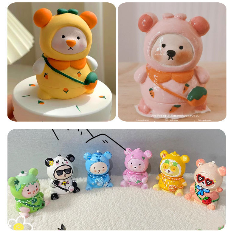 SET TƯỢNG GẤU THẠCH CAO KÈM 12 MÀU, ĐĨA VÀ CỌ VẼ