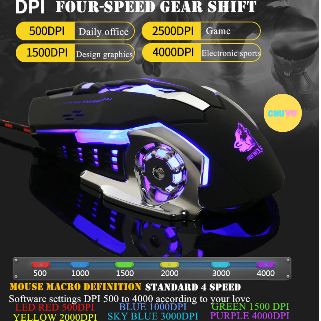 Chuột gaming không dây Wolf X8 PRO NÂNG CẤP - Led 7 màu tự chuyển - Chất lượng cao cấp - Bảo hành 12 tháng