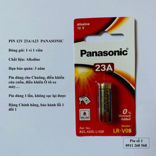 Vỉ 1 viên  pin  12V  23A/ A23 Panasonic LR-V08 dùng  cho  chuông, điều  khiển  cửa  cuốn