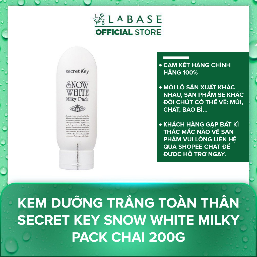 Kem dưỡng trắng toàn thân Secret Key Snow White Milky Pack Chai 200g