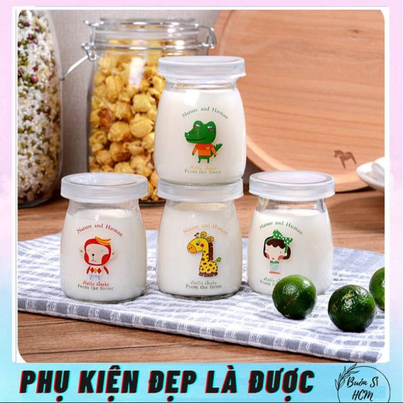 Hũ đựng sũa chua thủy tinh nhiều hình ngộ nghĩnh, hũ làm yortgurl thủy tinh 100ml, nhỏ gọn xinh xắn, dễ vệ sinh