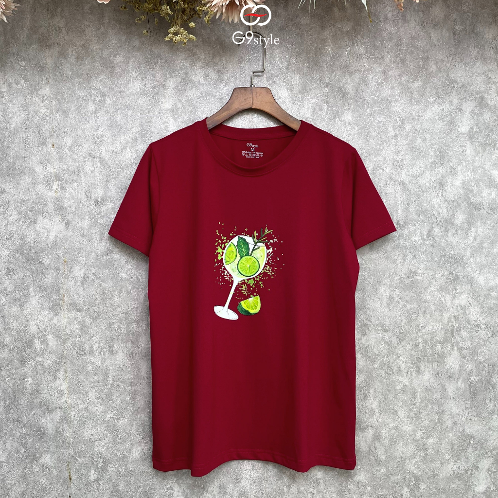 Áo thun cotton nữ in hình trà chanh G9 STYLE, áo cotton thời trang thoáng mát phong cách trẻ trung năng động