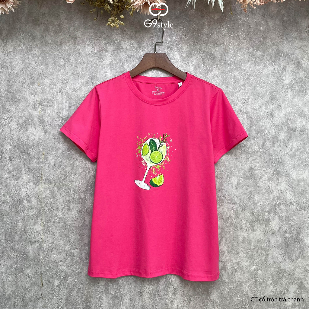 Áo thun cotton nữ in hình trà chanh G9 STYLE, áo cotton thời trang thoáng mát phong cách trẻ trung năng động