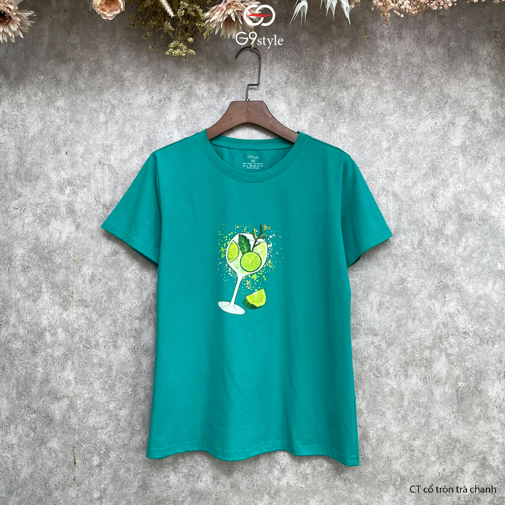 Áo thun cotton nữ in hình trà chanh G9 STYLE, áo cotton thời trang thoáng mát phong cách trẻ trung năng động