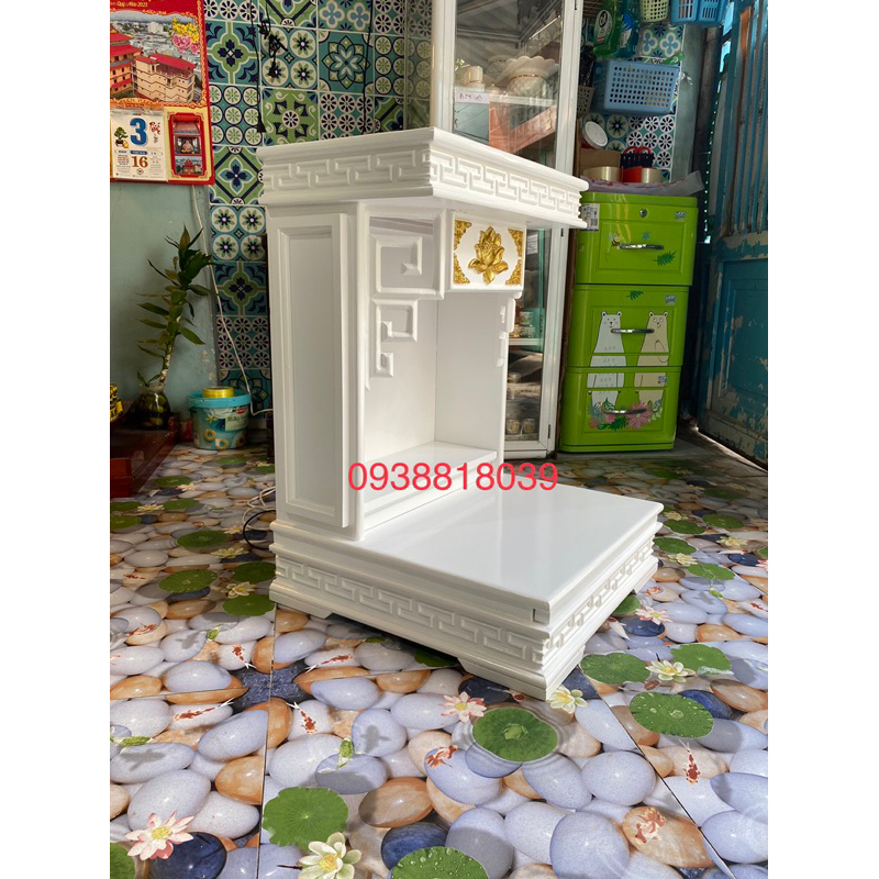 Bàn thờ thần tài trắng thiếp vàng