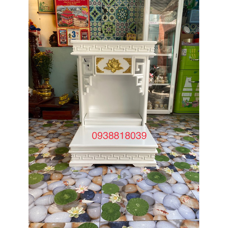 Bàn thờ thần tài trắng thiếp vàng