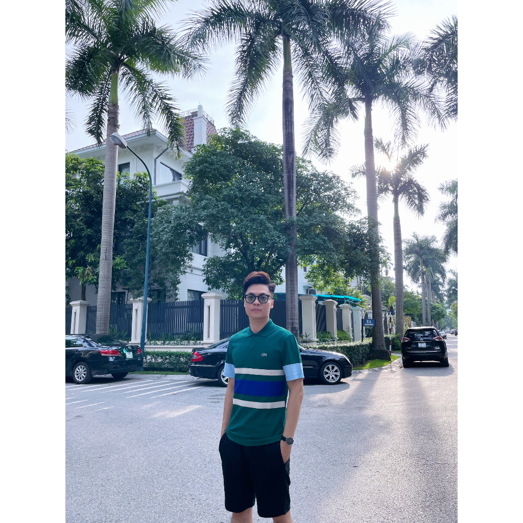 Áo Polo Nam Cá Sấu Có Cổ Thời Trang, Áo Phông Kẻ Ngang Chất Vải Polo Lacoste PH7149