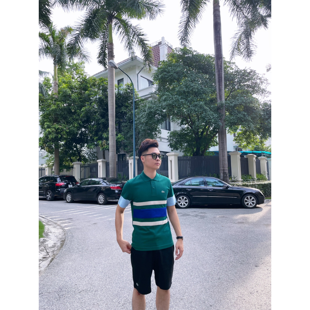 Áo Polo Nam Cá Sấu Có Cổ Thời Trang, Áo Phông Kẻ Ngang Chất Vải Polo Lacoste PH7149