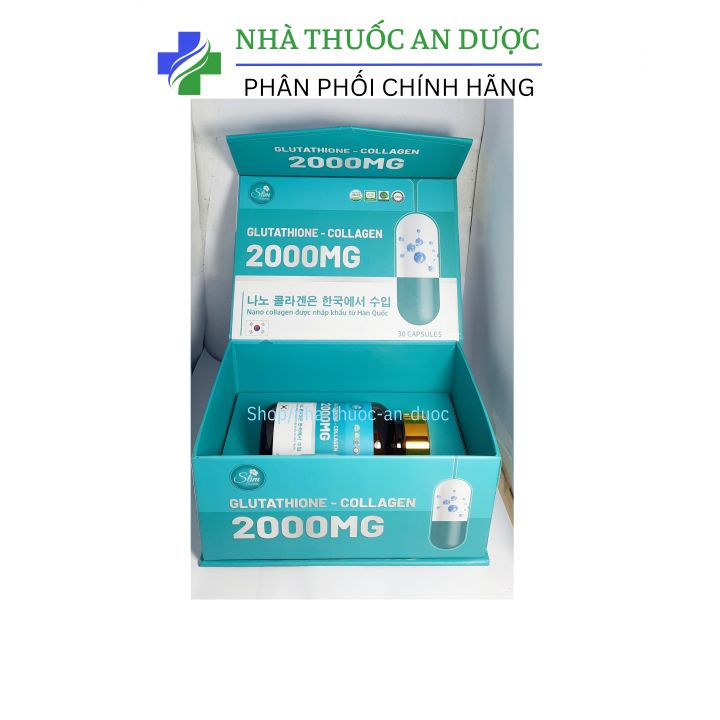 Viên uống trắng da GLUTATHIONE – COLLAGEN 2000 mg giúp đẹp da, giảm nám và tàn nhang hộp 30 viên