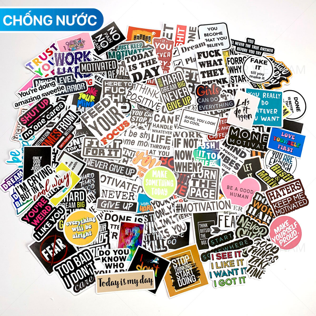 Sticker MOTIVATION  Tạo Động Lực hình dán chống nước trang trí xe, laptop, nón bảo hiểm, tem dán đàn guitar