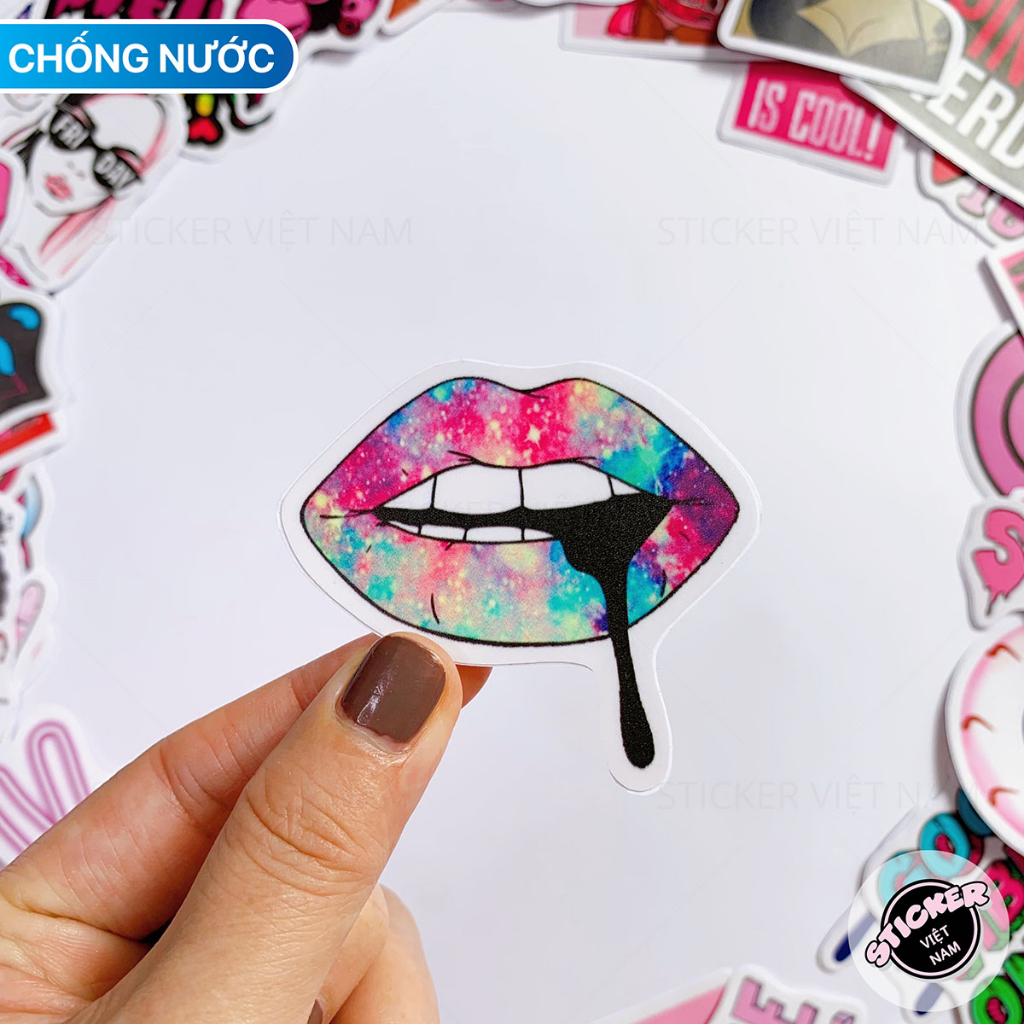 Sticker Hồng Ngầu - Swag Pink Chống Nước Decal PVC Dán Trang Trí Laptop Nón Bảo Hiểm | Sticker Việt Nam