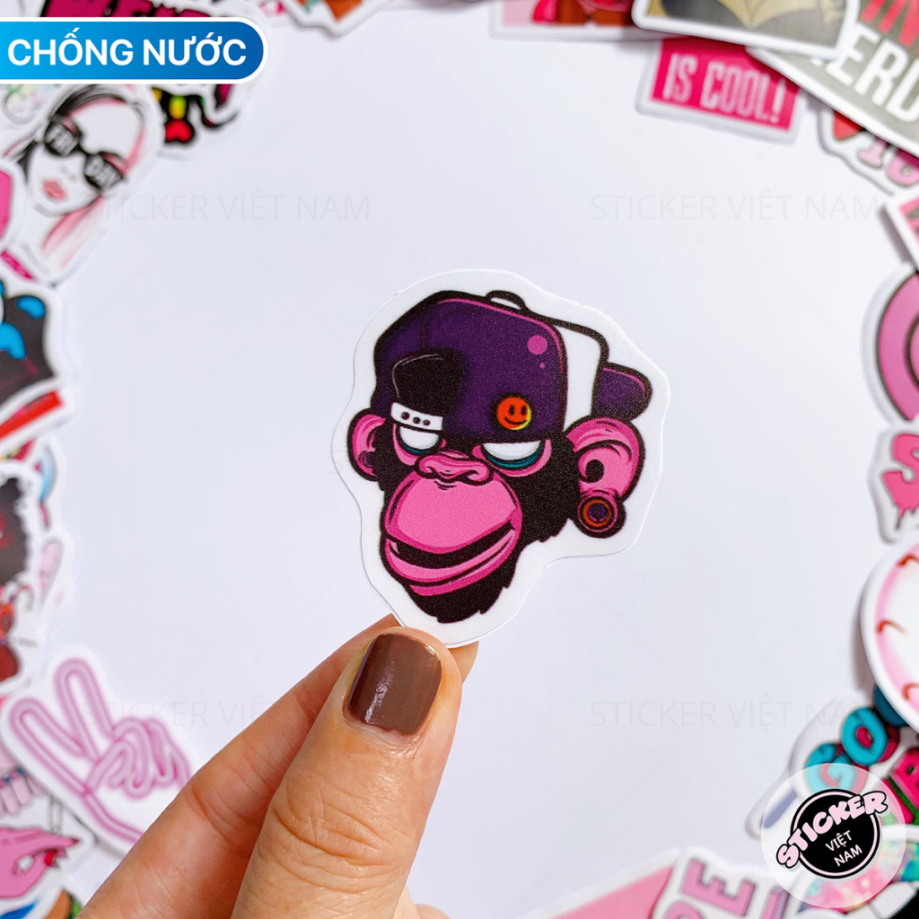 Sticker Hồng Ngầu - Swag Pink Chống Nước Decal PVC Dán Trang Trí Laptop Nón Bảo Hiểm | Sticker Việt Nam
