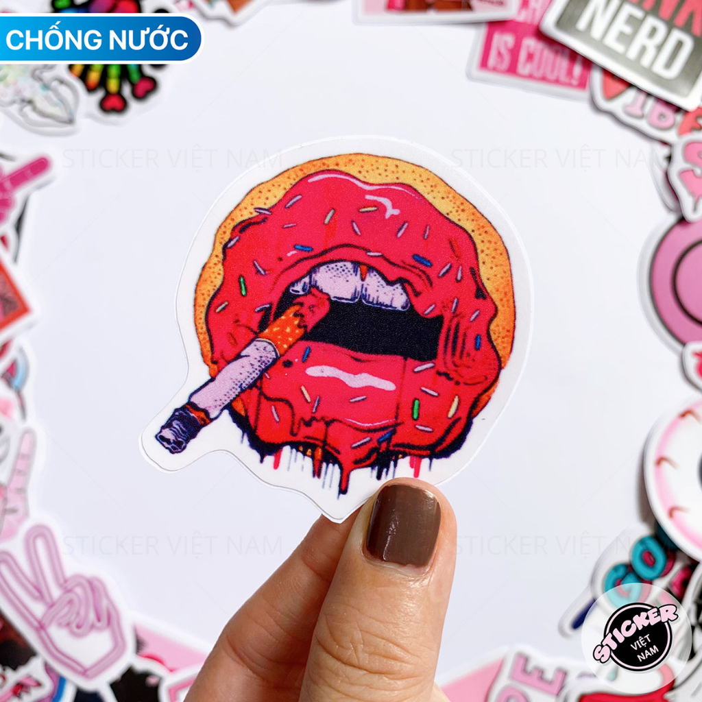 Sticker Hồng Ngầu - Swag Pink Chống Nước Decal PVC Dán Trang Trí Laptop Nón Bảo Hiểm | Sticker Việt Nam