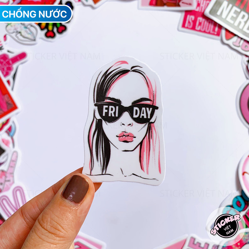 Sticker Hồng Ngầu - Swag Pink Chống Nước Decal PVC Dán Trang Trí Laptop Nón Bảo Hiểm | Sticker Việt Nam