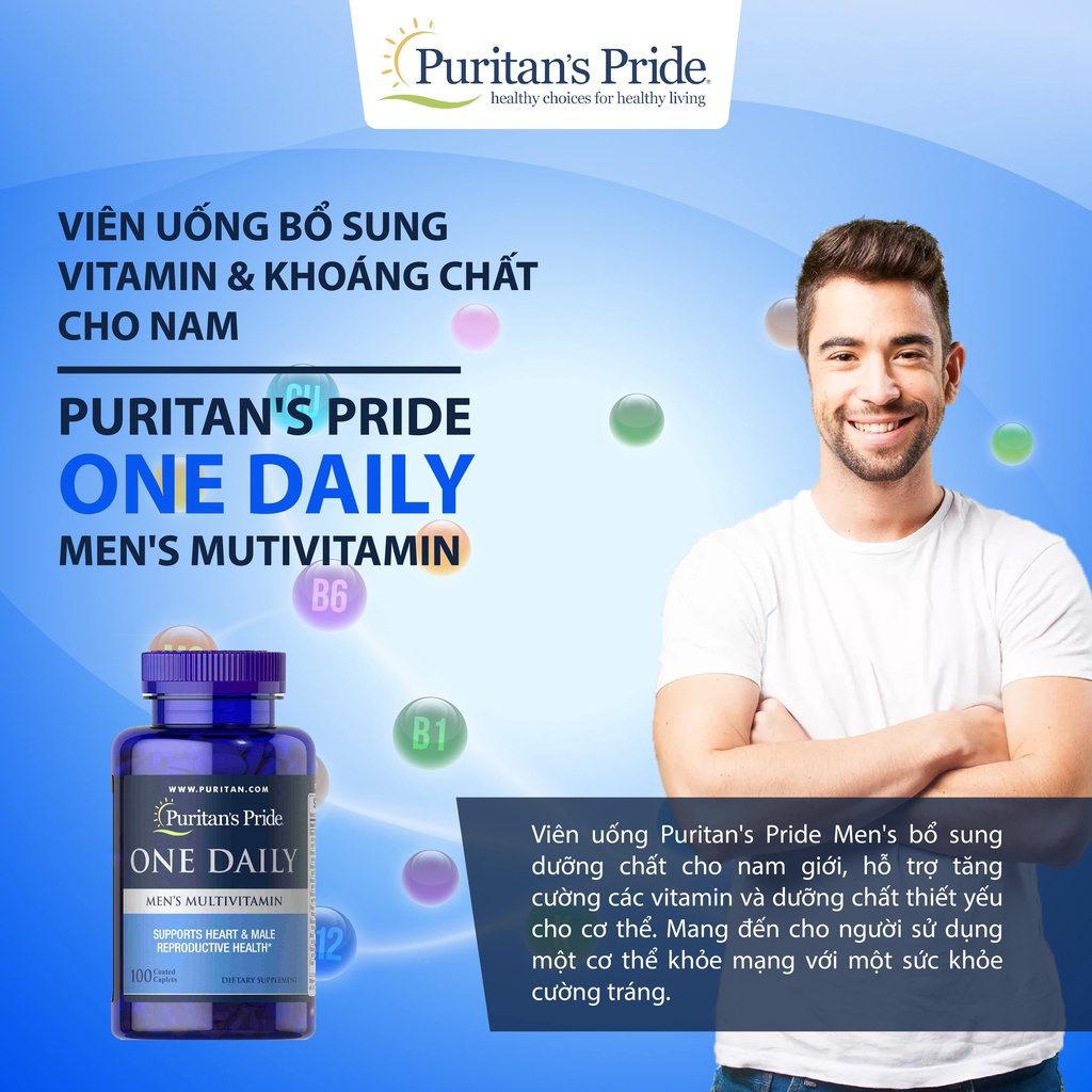 Vitamin tổng hợp cho nam Puritan's Pride One Daily Men's Mutivitamin tăng sức khỏe cho phái mạnh 100 viên của Mỹ
