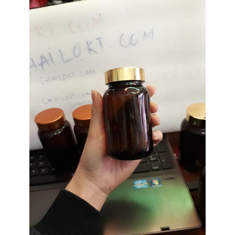 Lọ nhựa đựng viên nang 200ml màu Nâu