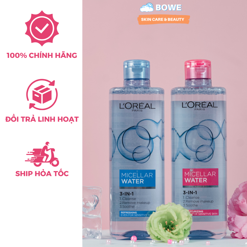 Nước tẩy trang cho mọi loại da L'Oreal Paris 3-in-1 Micellar Water 400ml