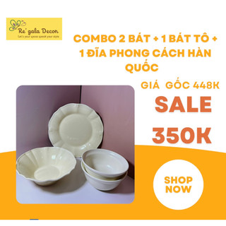 Set 4 món gồm 2 bát cơm , 1 bát nhỡ, 1 đĩa màu vàng siêu xinh theo phong cách Hàn Quốc - Regala Decor