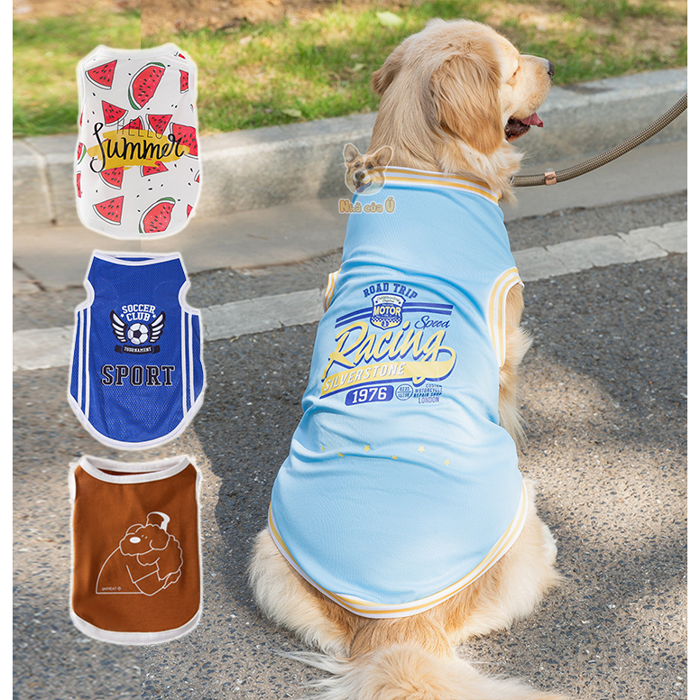 Áo bigsize cho chó to Nhà của Ú Mùa Hè - Áo ba lỗ Cho Chó lớn, Corgi, Samoyed, Golden chất lưới thoáng khí