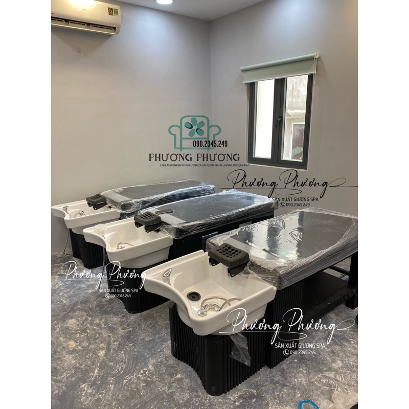 Giường gội đầu dưỡng sinh bồn sứ tai thỏ , Thân nhựa Abs