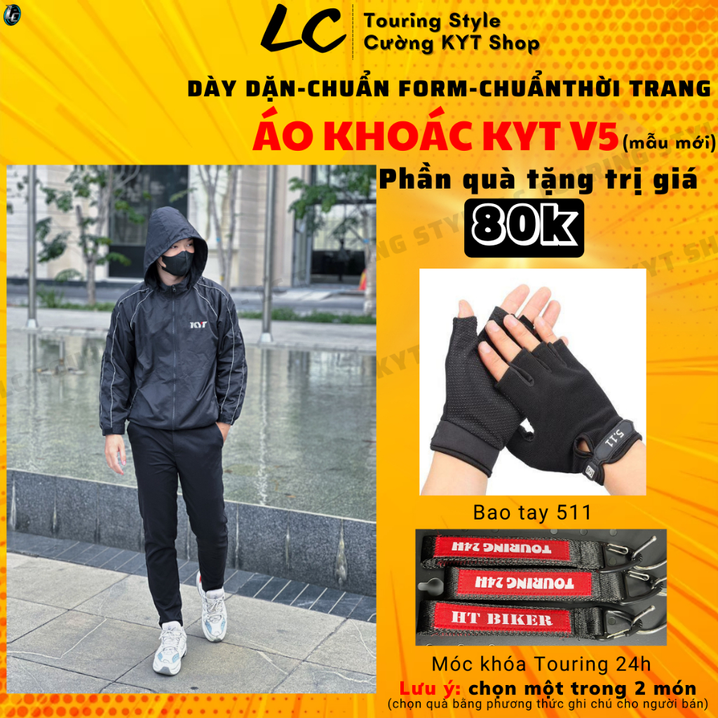 Áo khoác KYT V5 có nón cao cấp - LC TOURING STYLE - CƯỜNG KYT SHOP