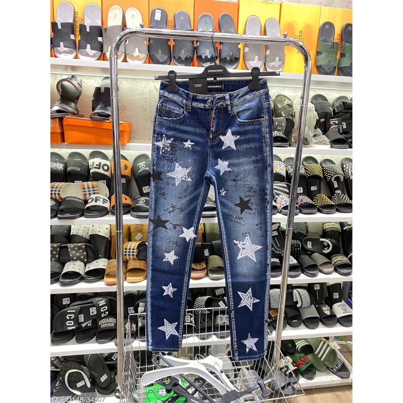 Quần bò jean hoạ tiết ngôi sao thời trang cao cấp ,thích hợp đi chơi.New 2023