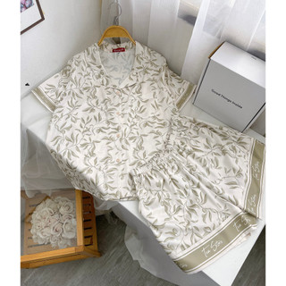 Bộ mặc nhà Pyjama lụa cộc Tea Store họa tiết cherry