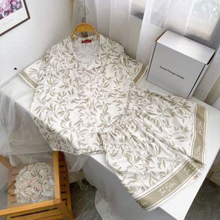 Bộ mặc nhà Pyjama lụa cộc Tea Store họa tiết cherry