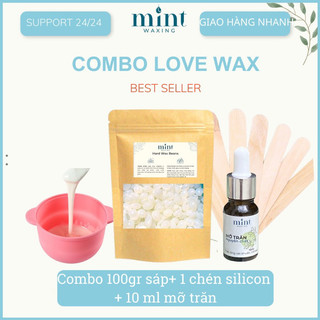 Combo sáp wax lông nóng tại nhà, sáp wax kèm chén nấu sáp và mỡ trăn