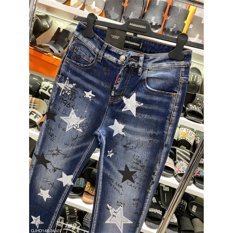 Quần bò jean hoạ tiết ngôi sao thời trang cao cấp ,thích hợp đi chơi.New 2023