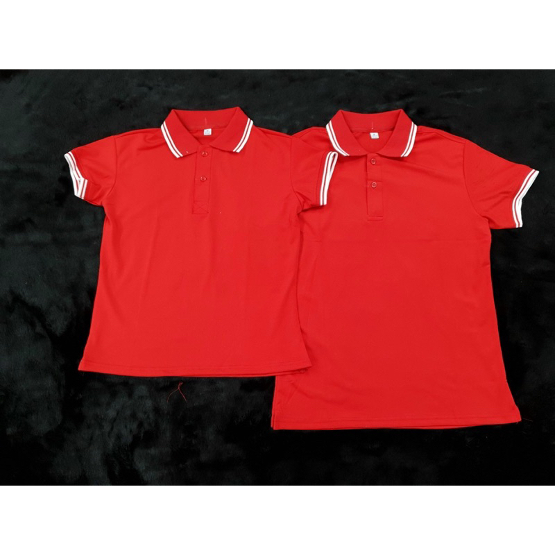 Áo polo đỏ viền full size làm đồng phục gia đình, hội nhóm.