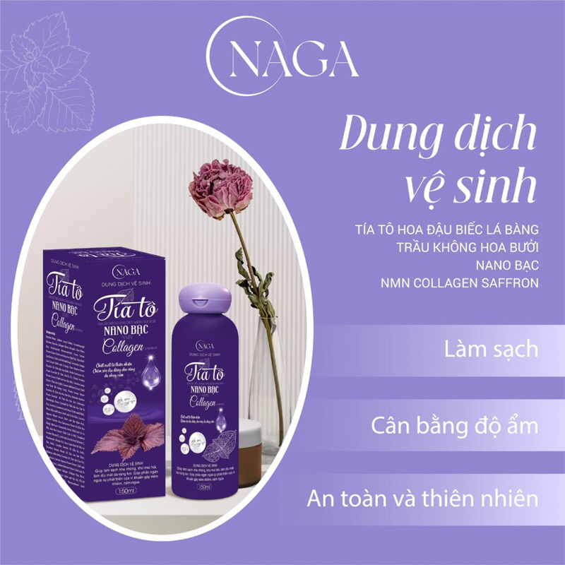 DDVS TÍA TÔ HOA ĐẬU BIẾC LÁ BÀNG  NANO BẠC COLAGEN 150ml