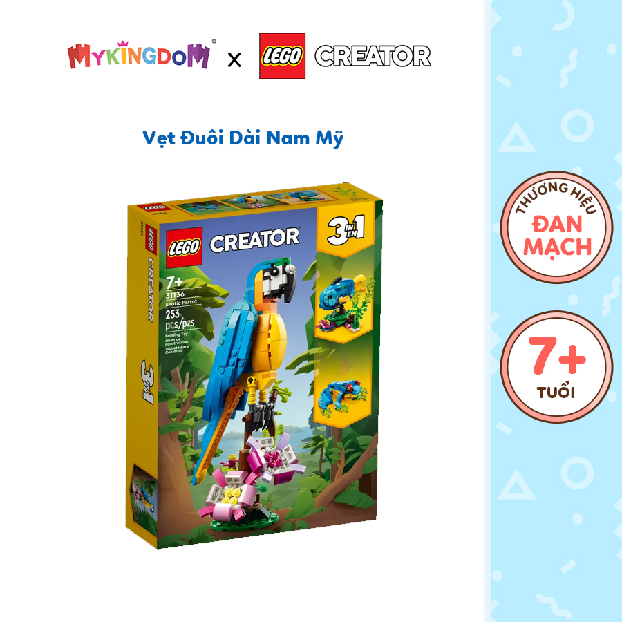 Đồ Chơi Lắp Ráp LEGO Vẹt Đuôi Dài Nam Mỹ 31136 (253 chi tiết)