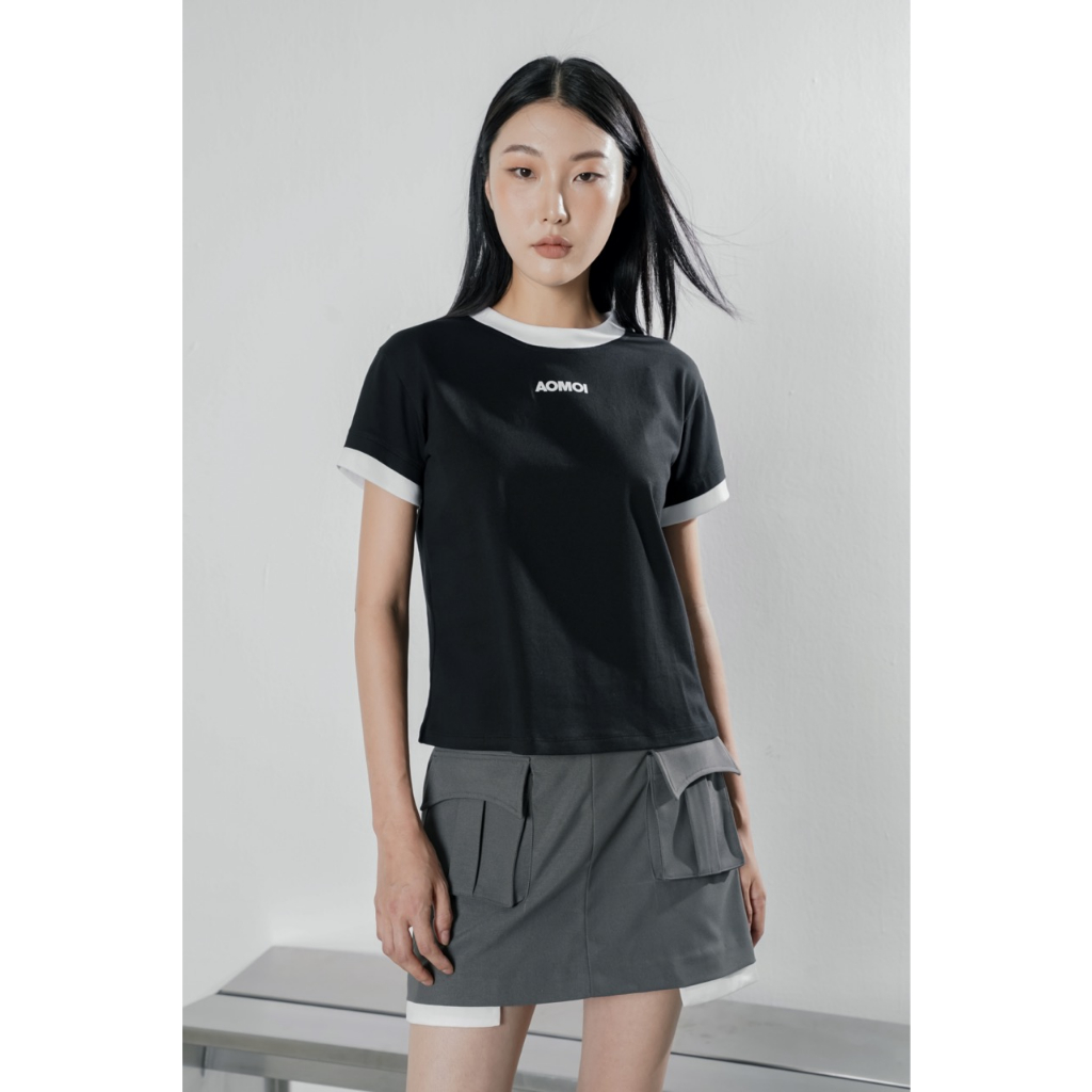 Chân váy Onetone dáng ngắn phối túi hộp Flint