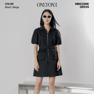 Đầm nữ Onetone váy chữ A dáng ngắn cổ đức Esme