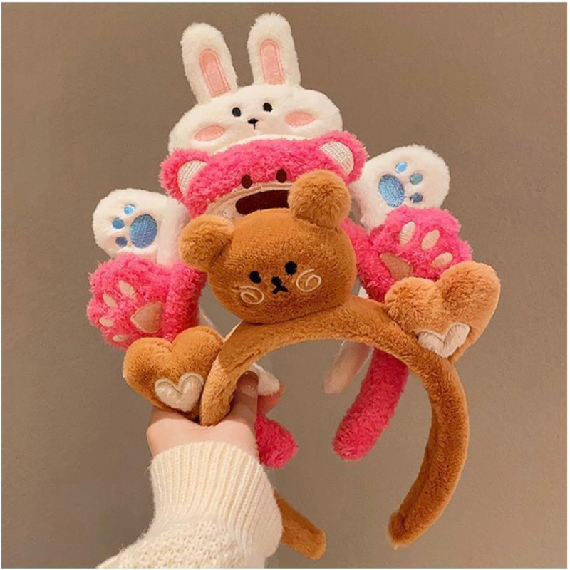 CC113 cài tóc nữ băng đô bờm tóc nữ gấu dâu ếch lông xù siêu mịn