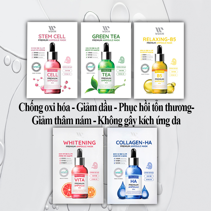 COMBO 10 Mặt nạ Dưỡng Da, Mặt nạ Dưỡng Trắng Cấp Ẩm Giảm Dầu WSKIN cao cấp