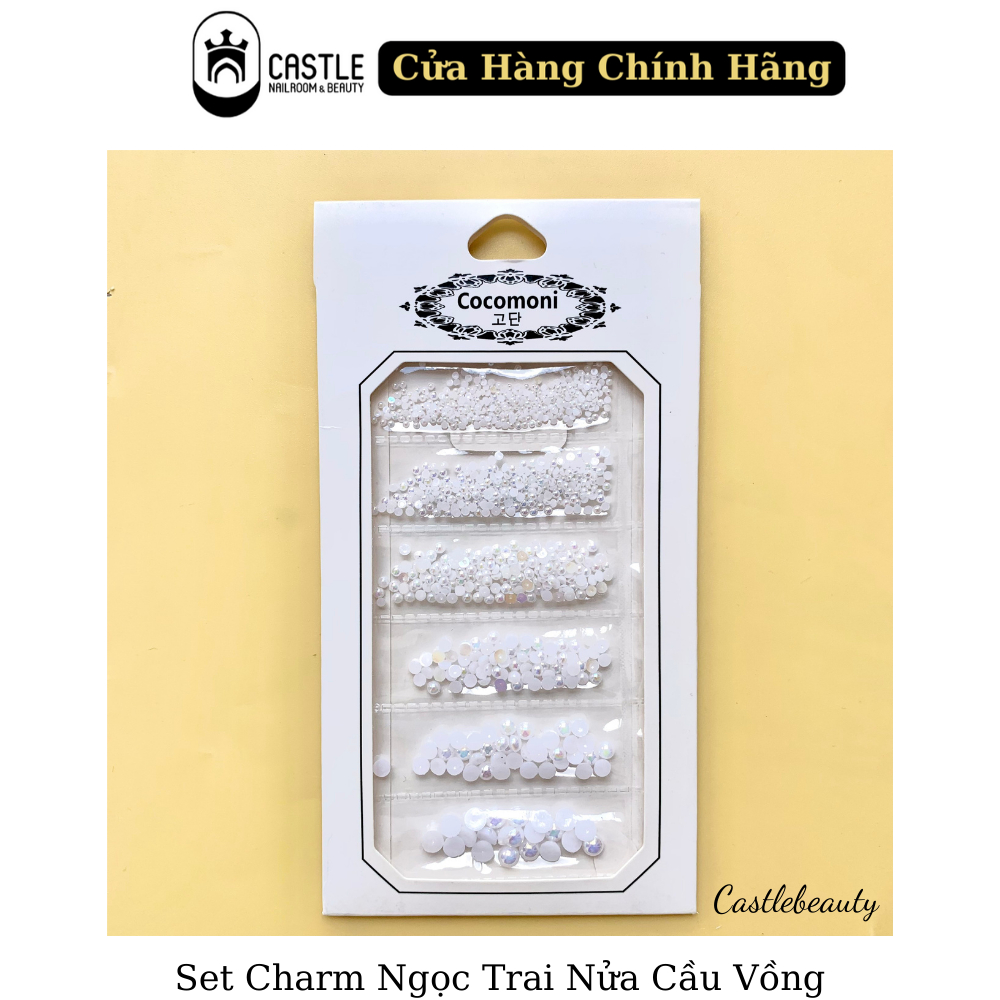 Set Charm Ngọc Trai Nửa Trang Trí Móng Mix Size