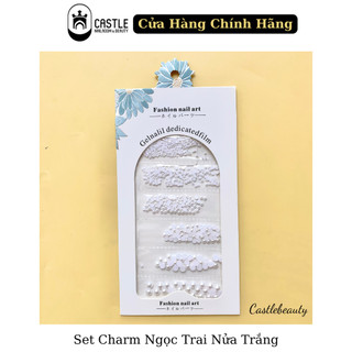 Set Charm Ngọc Trai Nửa Trang Trí Móng Mix Size