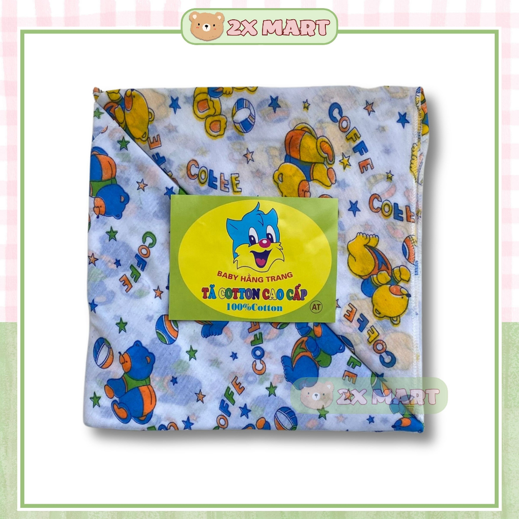 Tã chéo cotton sơ sinh sét 10 chiếc hình gấu dễ thương