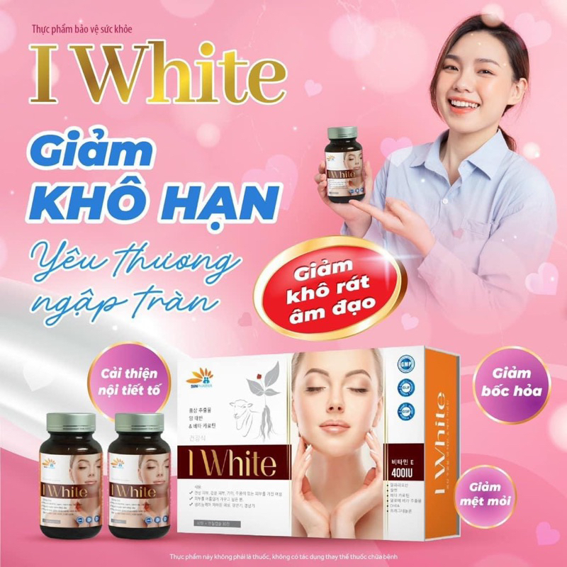 Viên uống nhau thai cừu I WHITE - Hỗ trợ chống oxy hóa, làm đẹp da, giảm lão hóa da - Tăng nội tiết tố, tăng sinh lý nữ