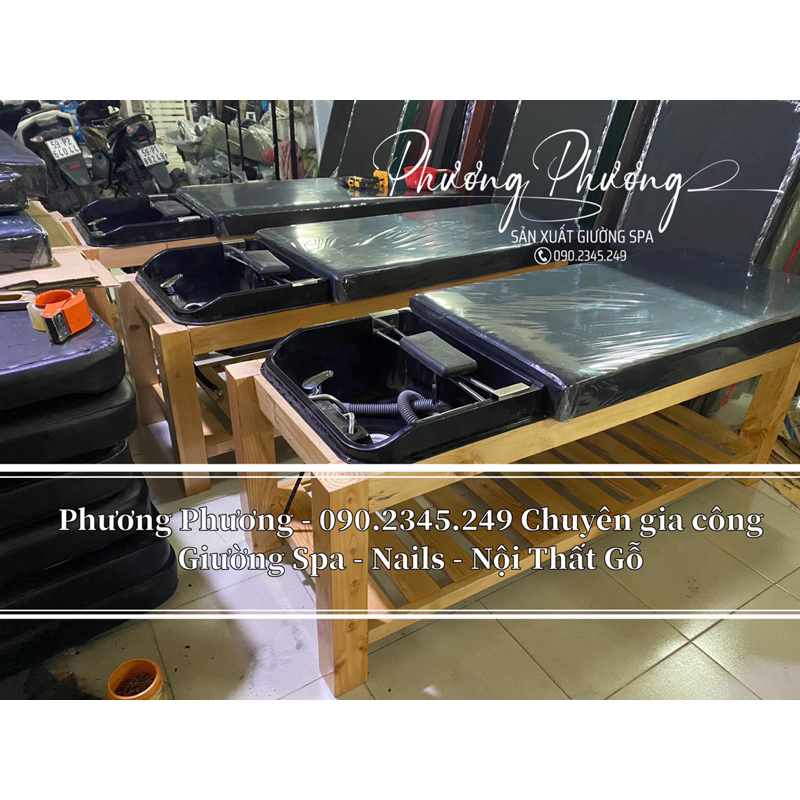 Giường Gội Đầu Chân Gỗ 2in1