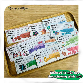 Bộ nhãn vở đủ các môn học - nhãn vở chương trình mới - nhãn vở cute
