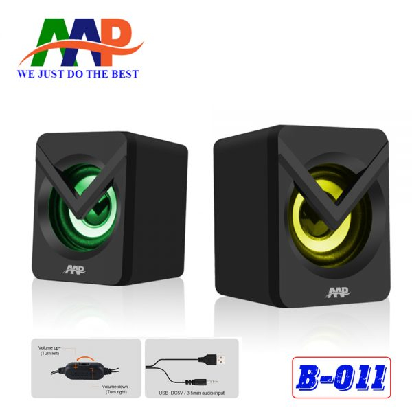 Loa Máy Vi Tính Mini AAP B011 Có Dây Đèn Led Loa Nghe Nhạc Để Bàn Chính Hãng Bảo Hành 12 Tháng