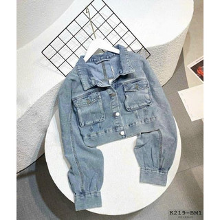 Áo Khoác Jeans Nữ Croptop Tay Dài, Áo Khoác Bò Dày Màu freesize