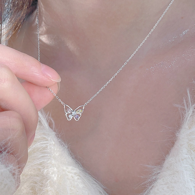 Dây chuyền bạc bướm 4 màu Choco Jewelry