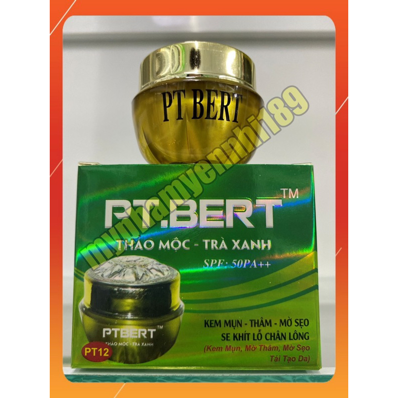 Kem pt bert thảo mộc trà xanh Mụn thâm mờ sẹo se khít lỗ chân lông(hộp 15g)