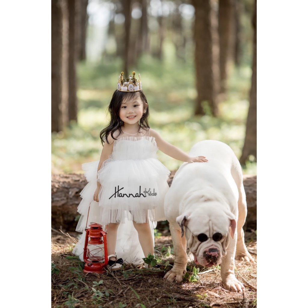 Đầm Công Chúa Đuôi Cá Trắng/Đen Cho Bé 10-21Kg, Đầm Đuôi Cá Tháo Rời Dự Tiệc Sinh Nhật Cho Bé Gái HANNAH KIDS